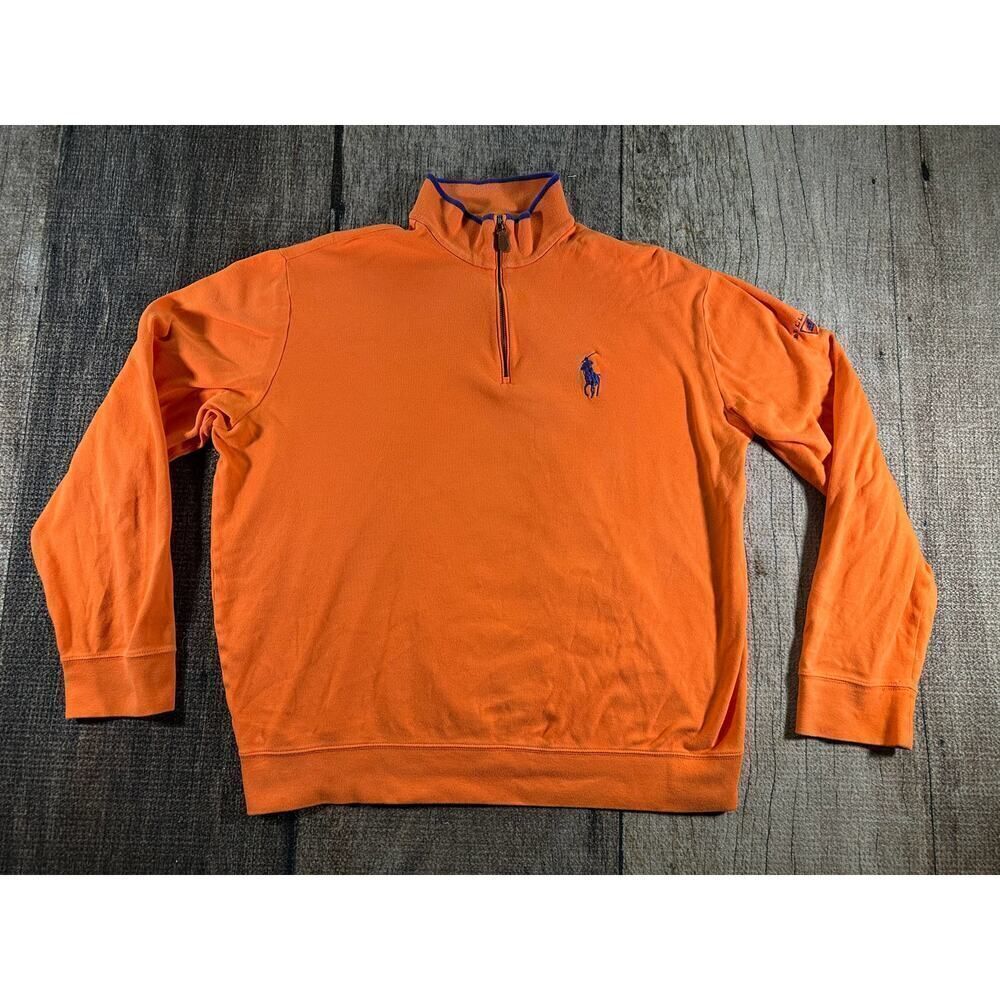 POLO GOLF Ralph Lauren Men's 1/4 Zip long Sleeve Pullover Shirt XL Orange